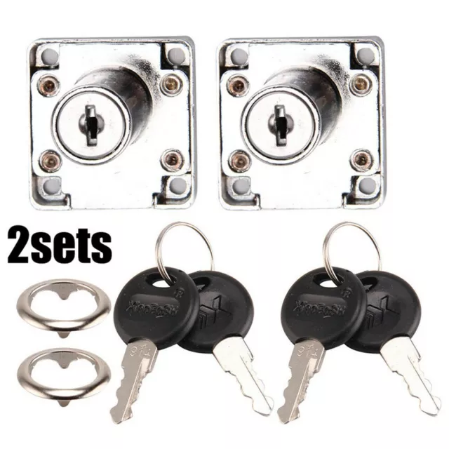 Serrure Cabinet Lock Argent Acier 2Locks Armoire Cam Porte Placard Tiroir Neuf