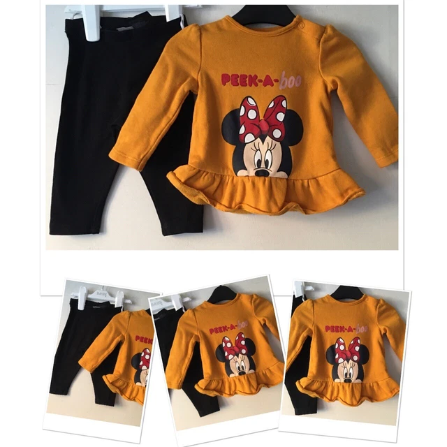 H&M baby girls leggings & C&A Disney Minnie Mouse jumper 0-3 Months