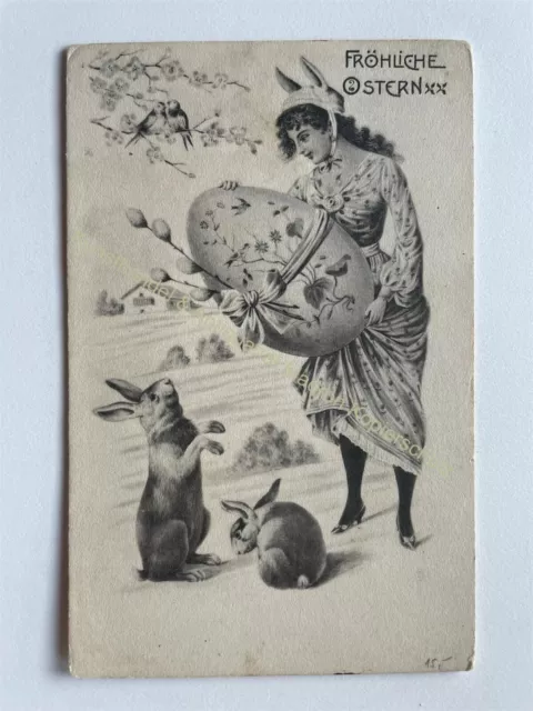 AK Fröhliche Ostern Hase Ei um 1905 Jugendstil