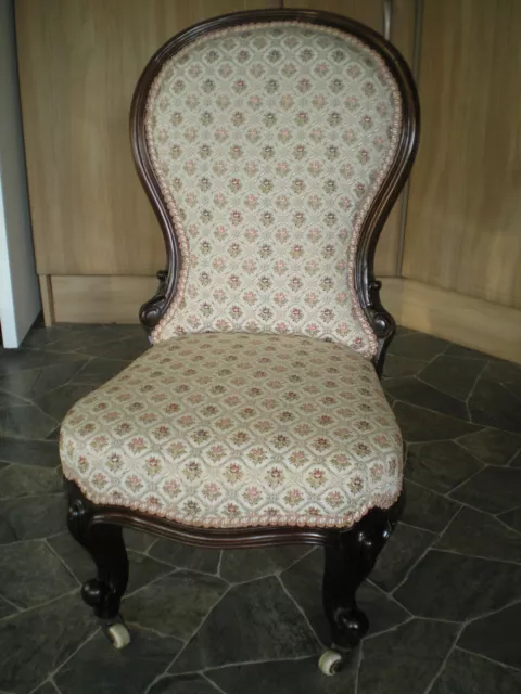 Childs victorian, upholstered, mahogony chair