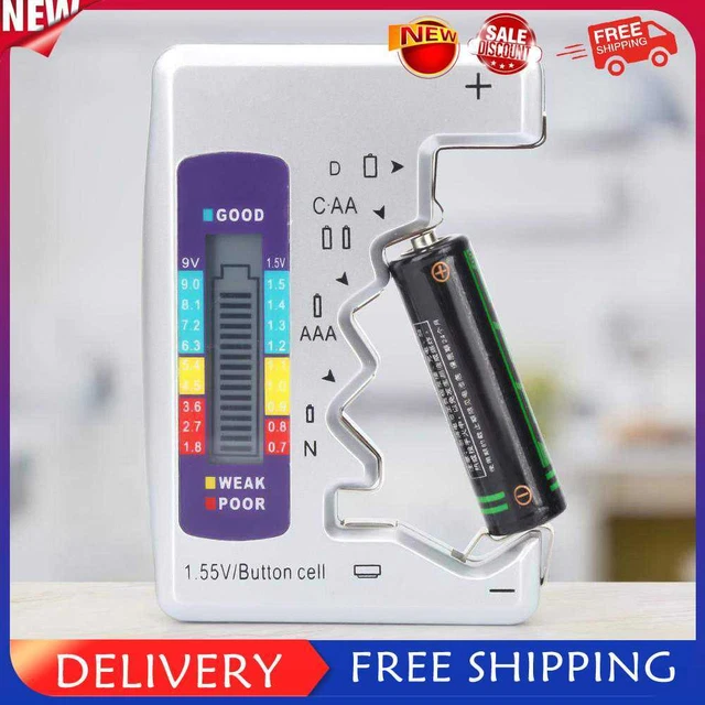 Battery Detector ABS Plastic for C D N AA AAA 9V 1.5V Button Cell (Silver)