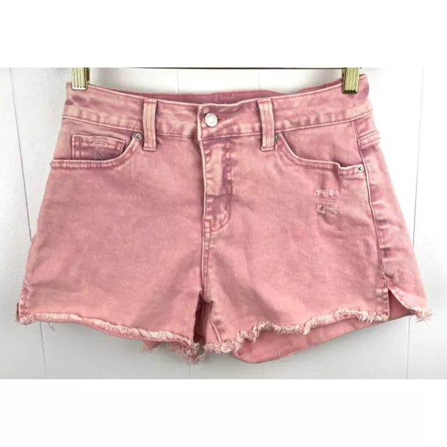 Time and Tru Pink Relaxed Fit High Rise Fringe Jean Shorts Womens Size 4