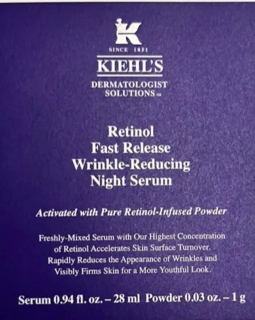Kiehls Fast Release Wrinkle-Reducing 0.3% Retinol Night Serum New In Box