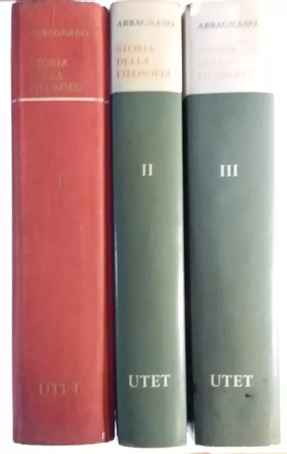 STORIA DELLA FILOSOFIA – 3 volumi - NICOLA ABBAGNANO. UTET 1973 3° Edizione