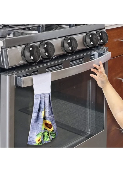 Stove Knob Covers Child Safety 5 Pack Large Universal Size black smile face