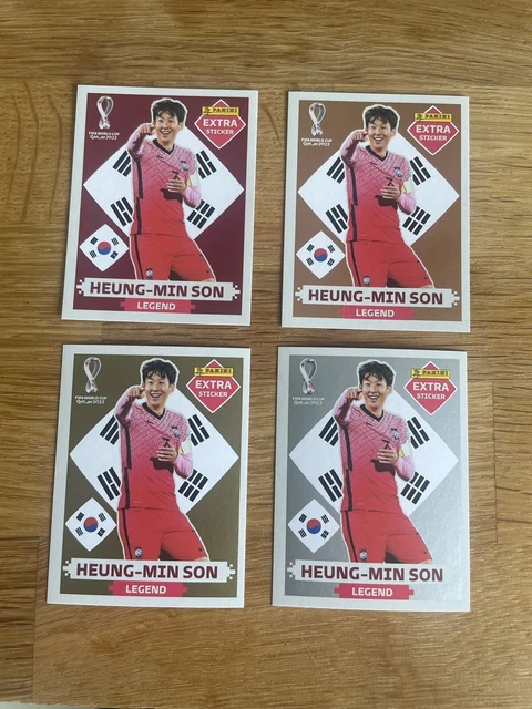 WM Katar 2022 Panini FIFA Heung-Min Son 4 zusätzliche Aufkleber Silbergold