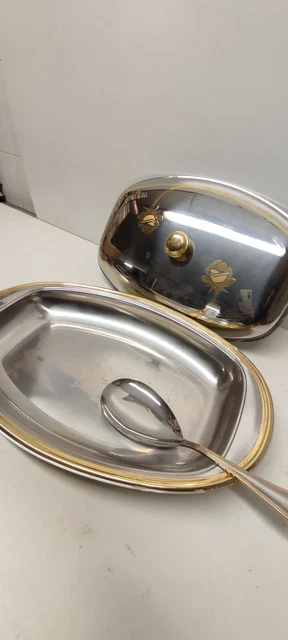 Bandeja Con Tapa de Acero De Servicio Vintage Con Cuchara