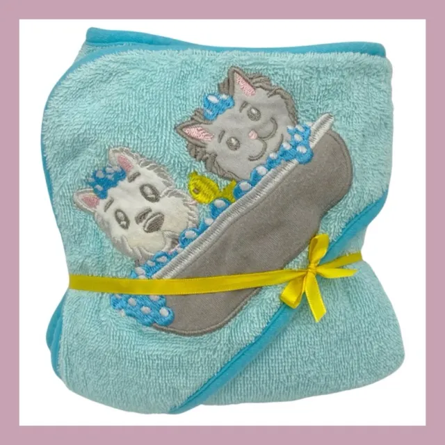 ❤️Vintage Baby Teal Blue Hooded Terry Cloth Towel Dog & Cat Bubble Bath❤️
