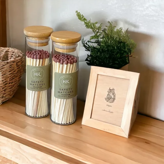 Long Safety Matches In A Stylish Glass Jar With A Bamboo Lid