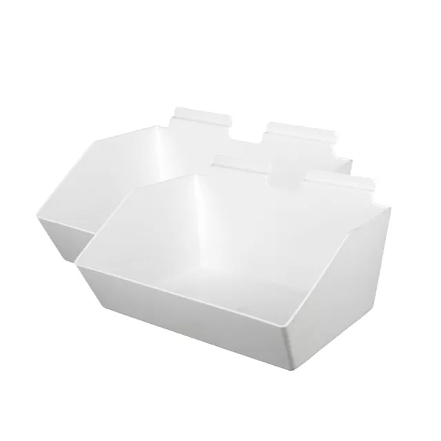 12 x 5 ½ x 9 ½ inch White Plastic Dump Bin - For Slatwall - Set of 2