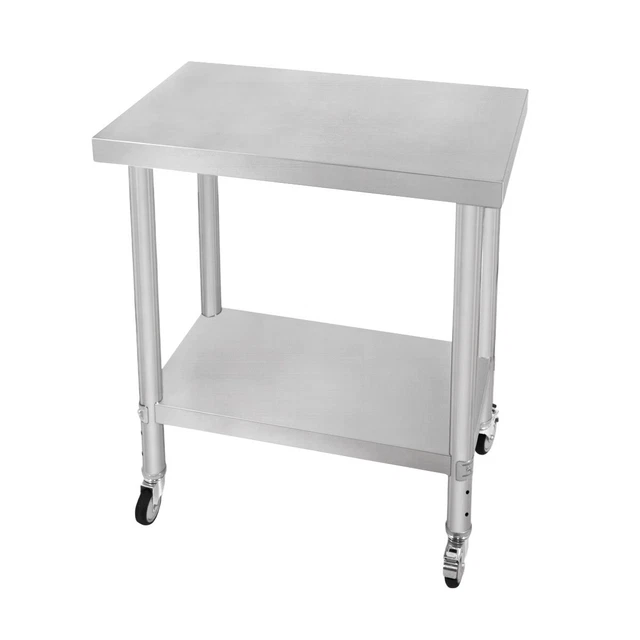 Catering Work Bench Table Stainless Steel Food Prep Kitchen Mobile 76cm x 45cm
