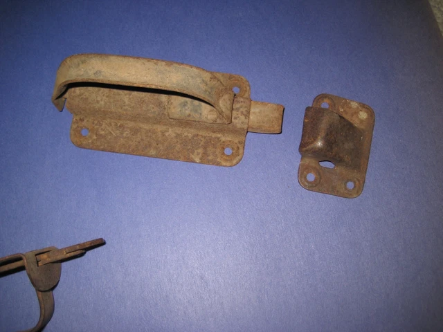Vintage Door Latches Handles Salvaged Used Farm Barn Antique Hardware Pair