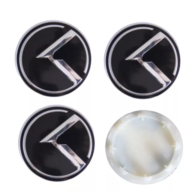 4x 60mm 2.36 inch Chrome Black Ted Carbon K Wheel Center Hub Caps Emblem Badge