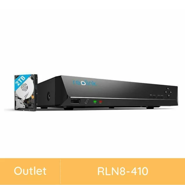 Reolink PoE NVR 8 Canales Sistema de Cámara Vigilancia IP con 2T HDD Renovada