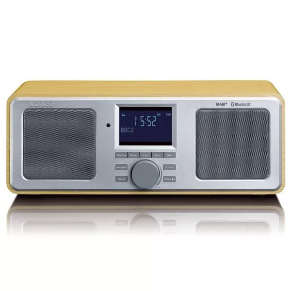 Lenco DAR-015WD - DAB+ Radio mit Alarmfunktion, UKW und Fernbedienung - Holz