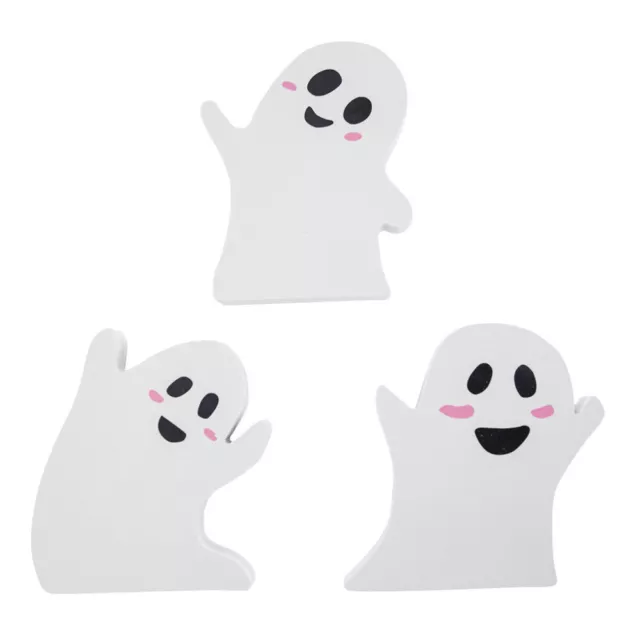 3 Pcs Ghost Wooden Board Ornaments Haunted House Table Sign