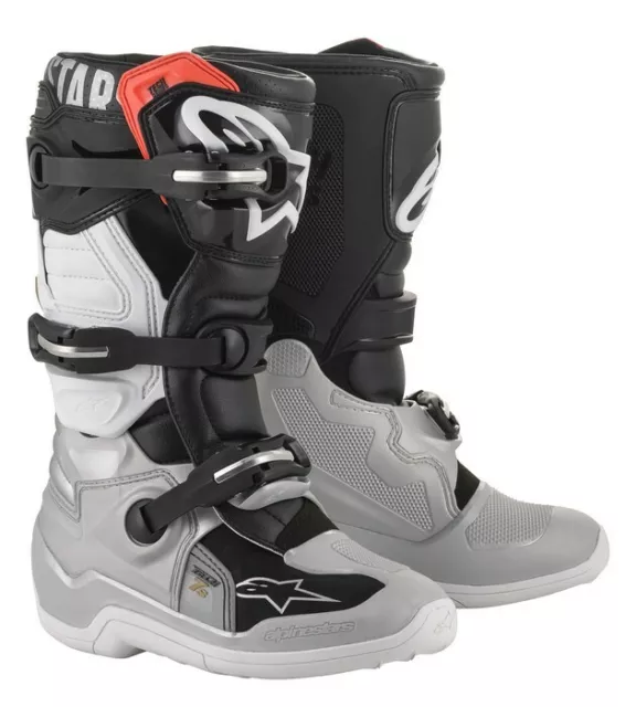 2024 Alpinestars Tech 7S Youth Boots Black Silver White Gold New Kids Junior Mx