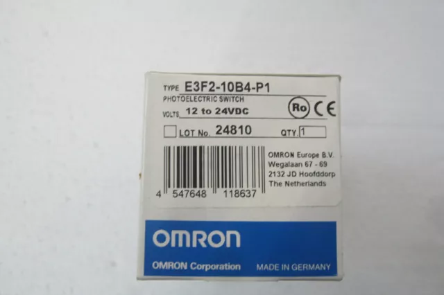 Omron E3F2-10B4-P1 Sensore Fotolettrico Cilindrico M18 Sbarramento Pnp 12-24Vdc