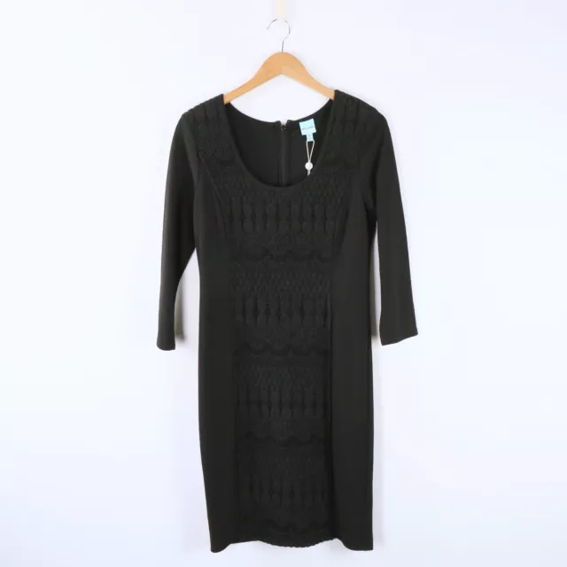 NWT Plenty Tracy Reese Lace Panel 3/4 Sleeve Black Sheath Dress 10