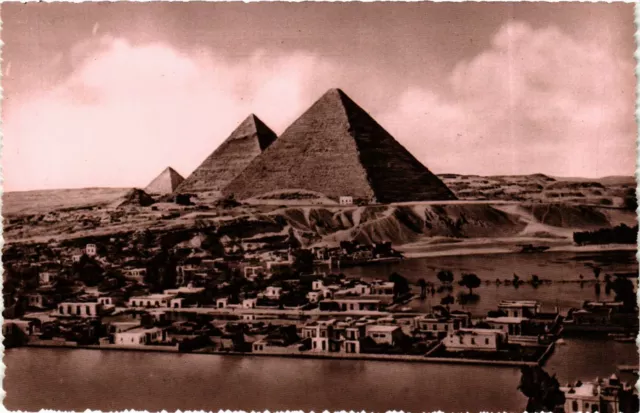 CPA Lehnert & Landrock 3 Pyramids and Mena Village - Nile Flood EGYPT (917015)