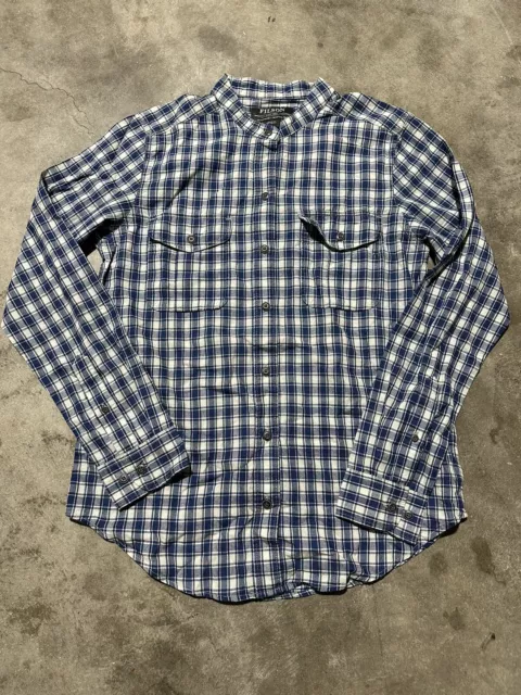 NWT Filson Kadin Island Long Sleeve Button Up Shirt Plaid Blue Womens