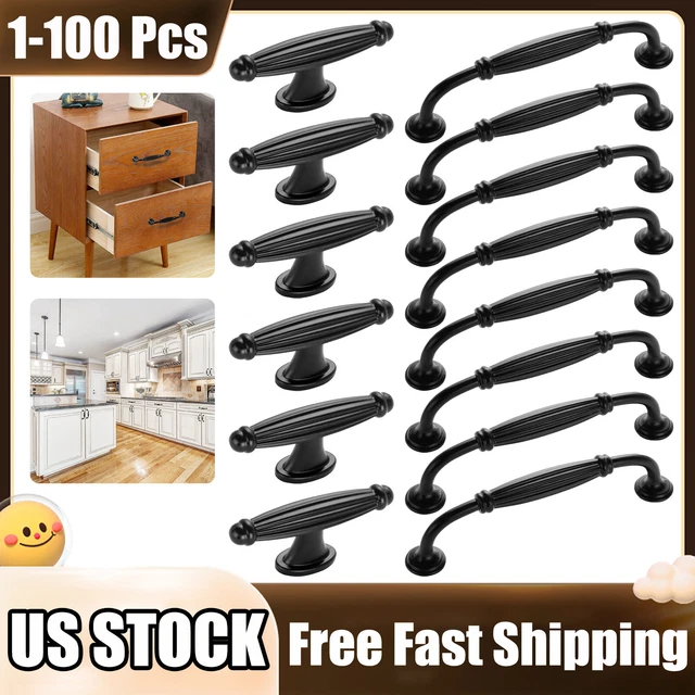 Black Cabinet Handles Kitchen Door Alloy Drawer Pulls Cupboard Knobs Hardware US