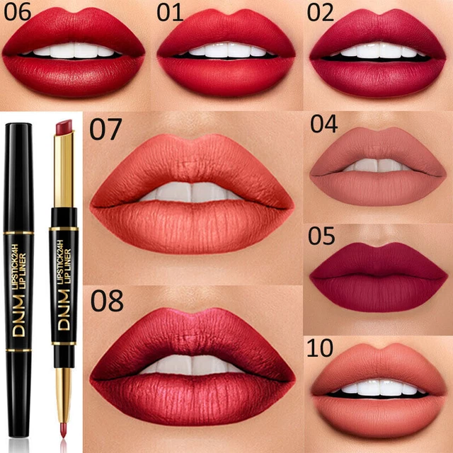 Double Head Long Lasting Pencil Lipstick Pen Matte Lip Liner Waterproof Makeup~