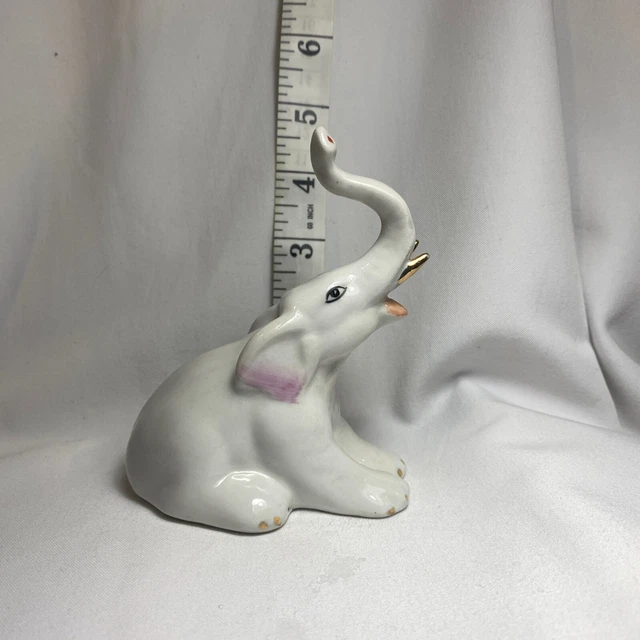 Vintage Porcelain Gold Trimmed Elephant Figurine