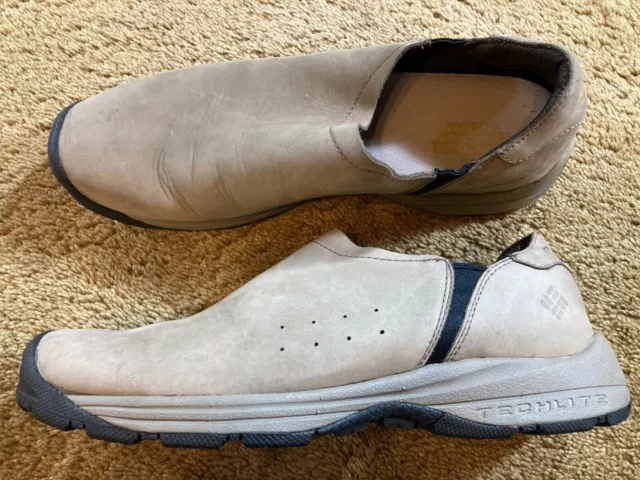 COLUMBIA OMNI-SHIELD OMNI-GRIP Mens Size 13 Leather Sunvent Slip On Shoes  Beige $21.46 - PicClick