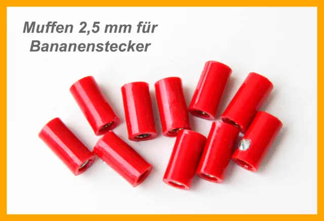 BANANENSTECKER-MUFFEN 2,5mm, rot, 10 Stück, wie Brawa, wie NEU!