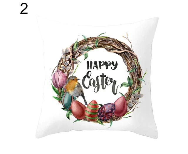 Easter Cartoon Rabbit Bicyle Throw Pillow Cover Case Cushion Home Sofa Car De...