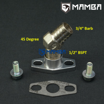 Turbo Oil Return Drain Flange 45 Deg 3/4"Barb BorgWarner EFR 6255 6258 6758 7064