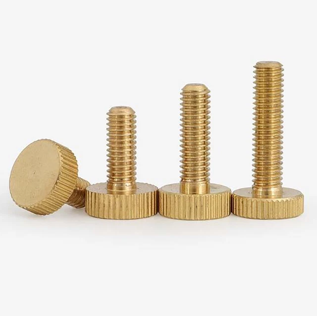 BRASS KNURLED THUMB Screw Flat Head Thumbscrews Hand Grip Knob Bolts M3