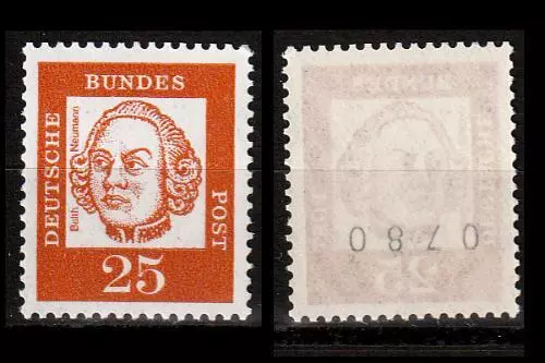 Bedeutende Deutsche - 25 Pf Mi. 353 y R Rollenmarke mit Nr. 0780 POSTFRISCH