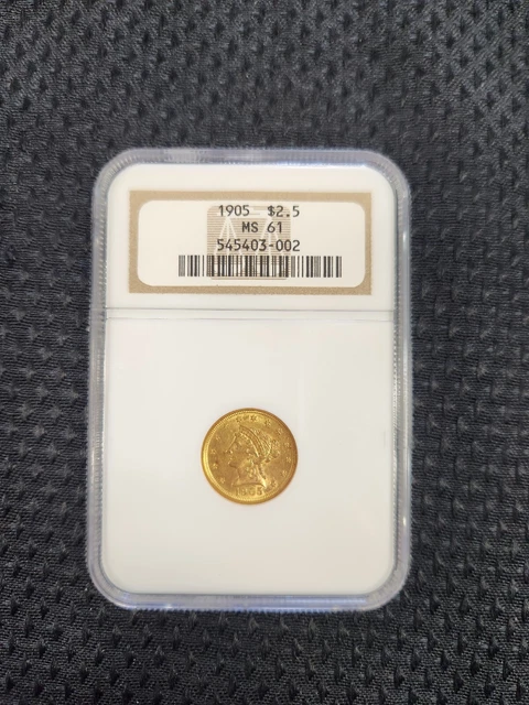 1905 U.S. $2.5 Gold * Liberty Head Quarter Eagle * NGC MS61 *