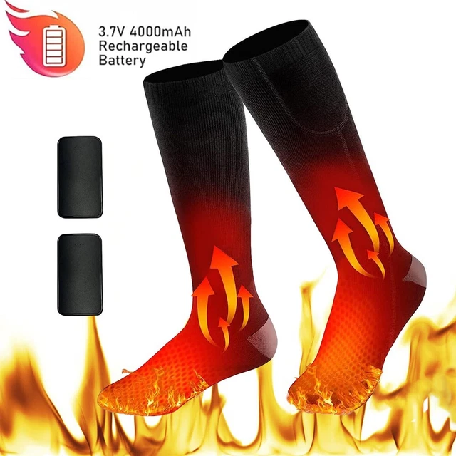 4000mAh Rechargeable Heated Socks for Men Women Washable Electric Warming Socks