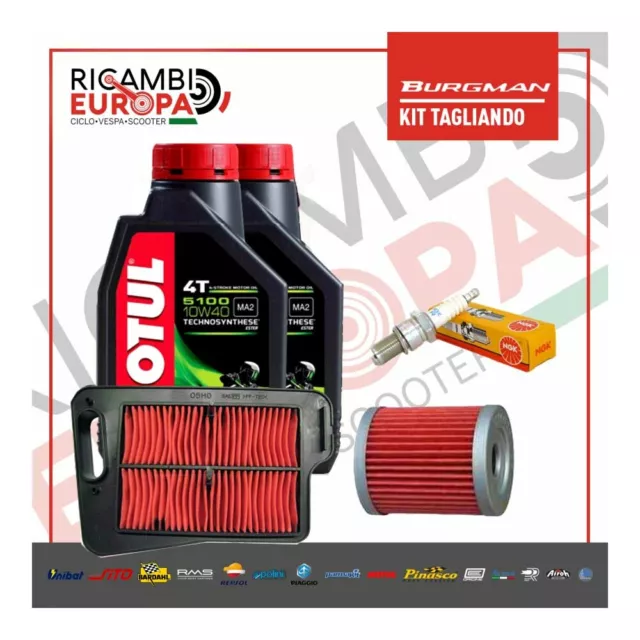 Kit Tagliando Olio Motul 5100 Filtro Aria Candela Suzuki An Burgman 400 K7 2012