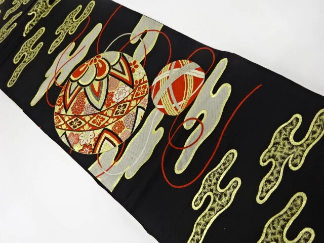 6267732: Japanese Kimono / Vintage Nagoya Obi / Woven Mari Ball & Egasumi Pa