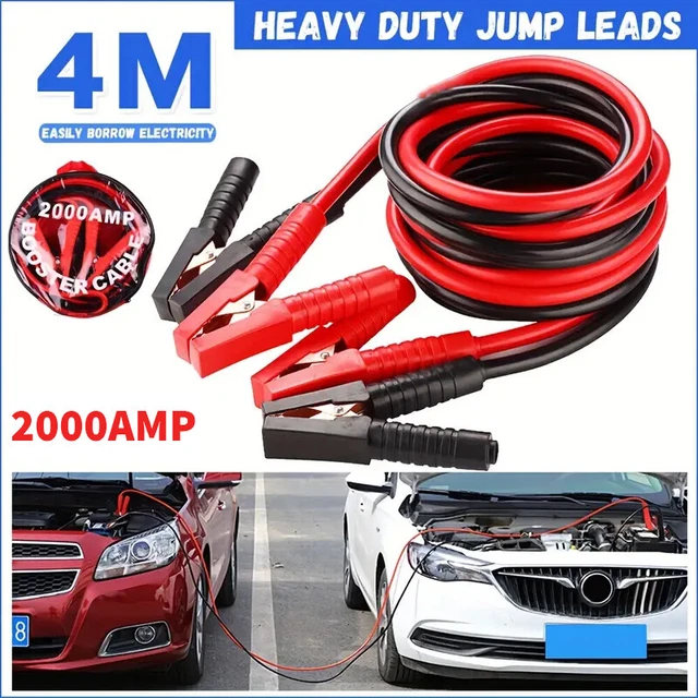 GADLANE 2.5 Meters Heavy Duty Jump Leads - 400 Amp Battery Booster Jumper Cables Colour Coded Clamps For Petrol Diesel Car Battery Jump Leads For Car Van Truck 1219625419