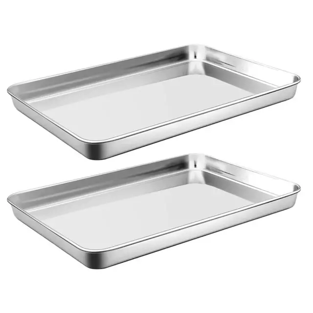 Stainless Steel Cookie Sheet Baking Pan Oven Tray Commercial Baking Sheet 2 Pcs