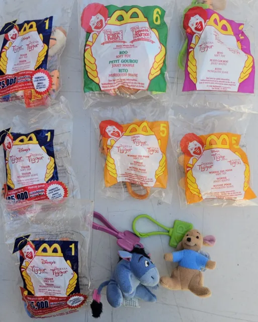 Vintage 1990's Disney Winnie The Pooh Mcdonalds Toy Lot Roo Eeore Tigger Piglet