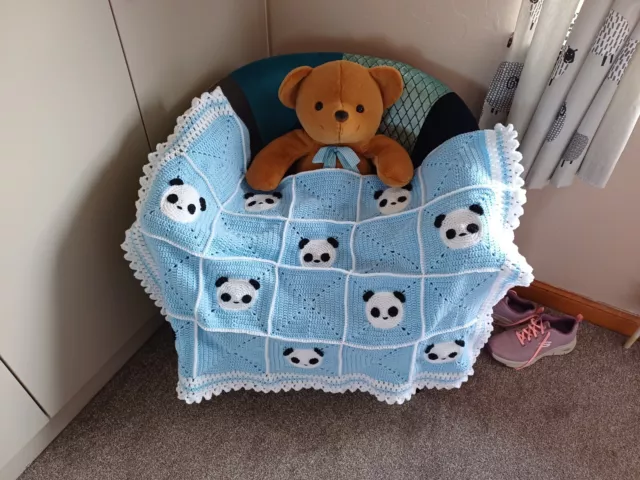 Handmade Crochet Baby Boy Panda Blanket