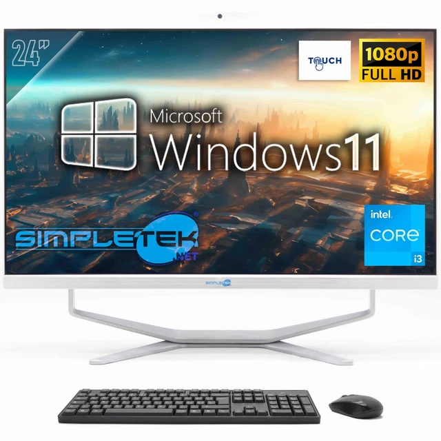 PC ALL IN ONE AIO 24” TOUCHSCREEN i3 WINDOWS 11 8GB 240GB FISSO WEBCAM ...