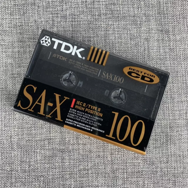 One TDK SA-X 100 Blank Cassette Tape Sealed IEC II High Position 1991 Japan/USA