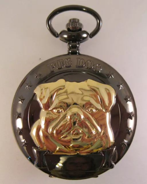PUG Dog Pocket Watch w/Your Choice of Chain Costume Jewelry Gifts for Him