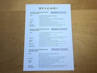 102046 English BULGARI Bulgari Lady Ref Bvlgari Folleto Nota de Prensa 