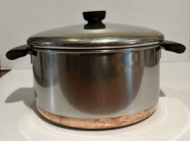 Revere Ware Copper Bottom  4 1/2  QT Quart Stock Pot Dutch Oven w/ Lid