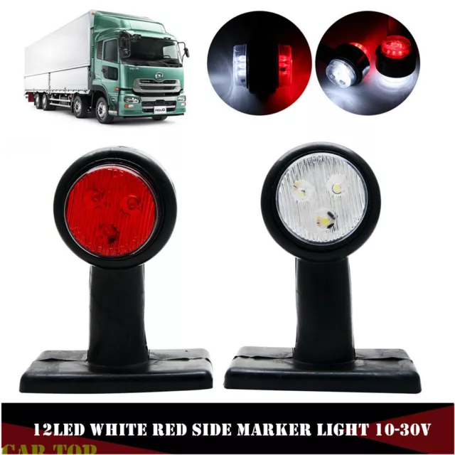 2 x Red White LED Side Marker Lights Outline Lamp Car Truck Trailer Van 10-30V