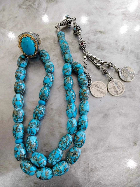 Fayrouz Gemstone Islamic Misbaha Turquoise Stone Prayer Beads