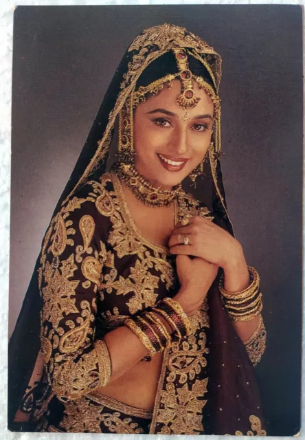 Acteur de Bollywood Inde Madhuri Dixit rare belle carte postale originale...